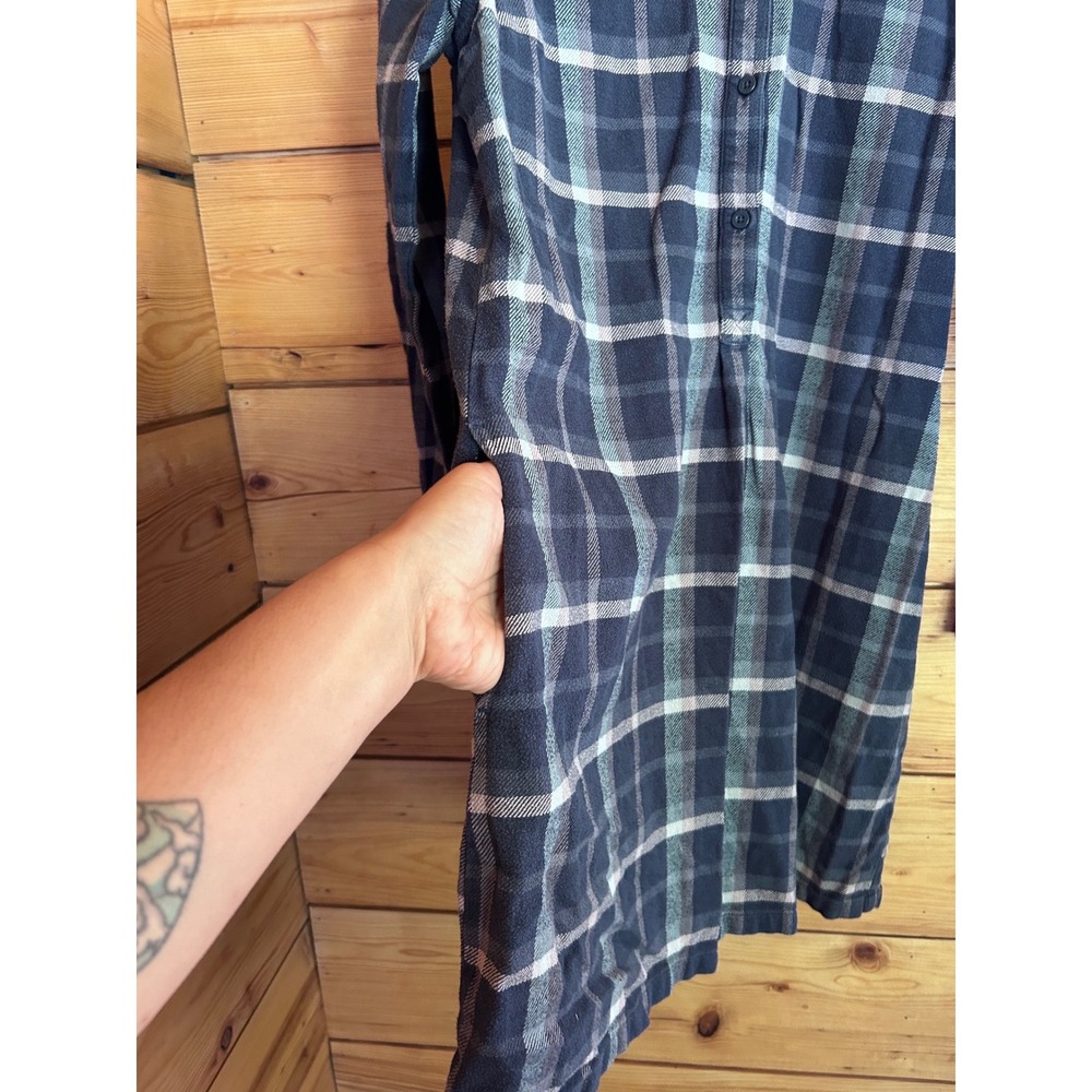 Patagonia Fjord Flannel Shirt Dress Womens Small Blue Plaid Organic Cotton Small - Picture 5 of 8